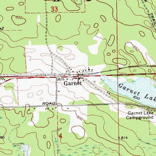 Topographic Map of Garnet, MI
