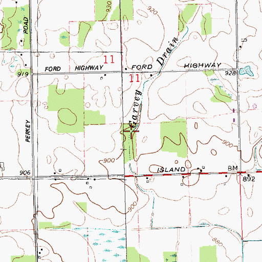 Topographic Map of Garvey Drain, MI
