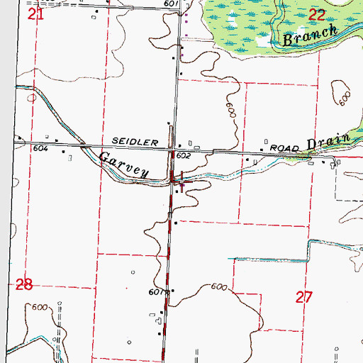 Topographic Map of Garvey Drain, MI