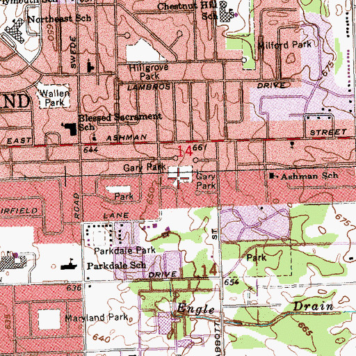 Topographic Map of Winger Park, MI