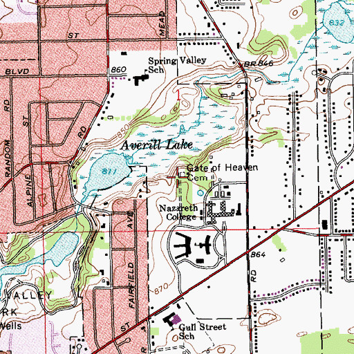 Topographic Map of Gate of Heaven Cemetery, MI