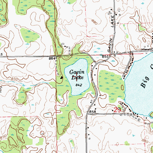 Topographic Map of Gavin Lake, MI