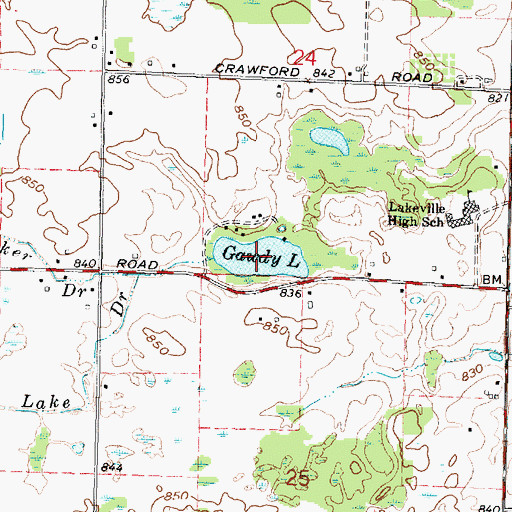 Topographic Map of Gawdy Lake, MI