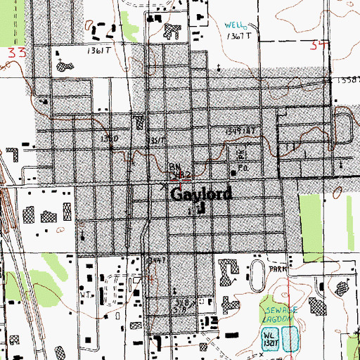 Topographic Map of Gaylord, MI