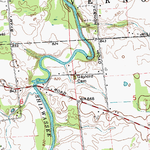Topographic Map of Gaylord Cemetery, MI