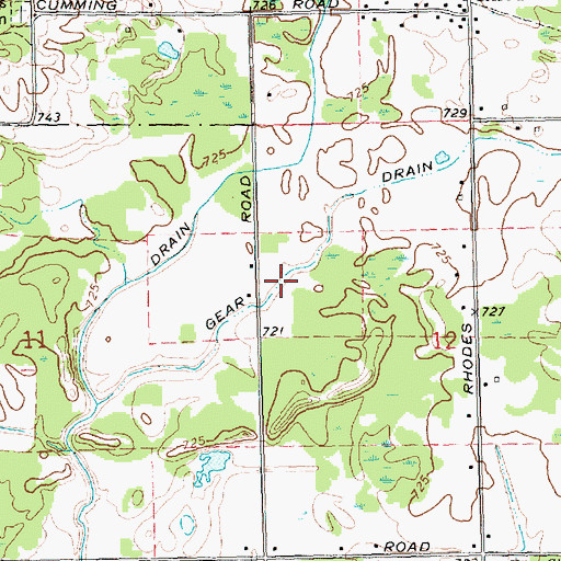 Topographic Map of Gear Drain, MI