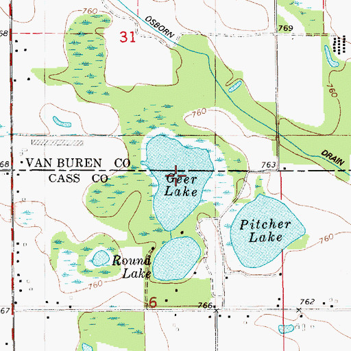 Topographic Map of Geer Lake, MI