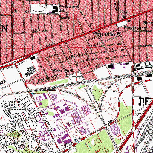 Topographic Map of Geer Park, MI