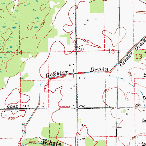 Topographic Map of Gekeler Drain, MI
