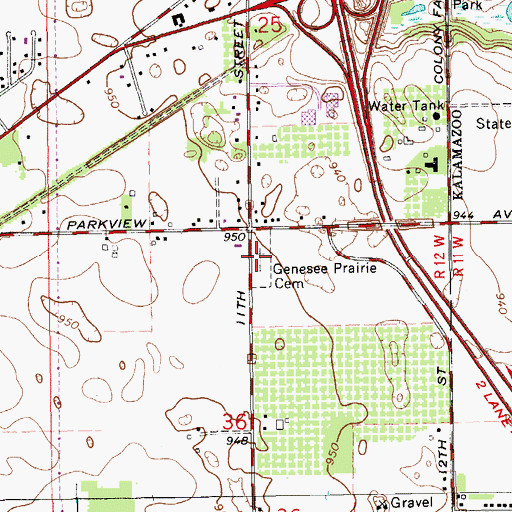 Topographic Map of Genesee Prairie Cemetery, MI