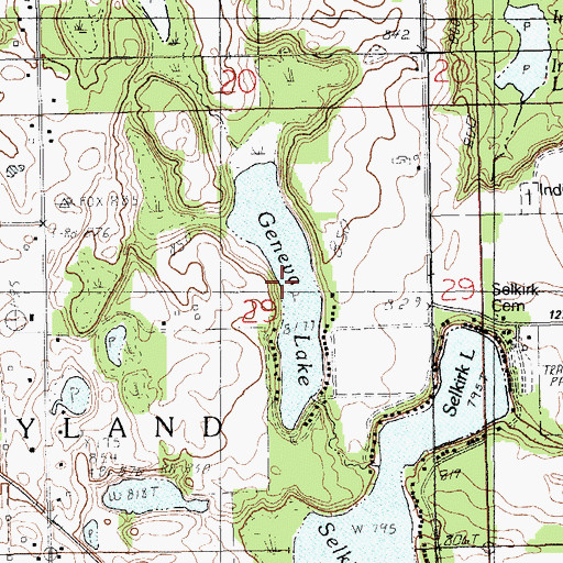 Topographic Map of Geneva Lake, MI