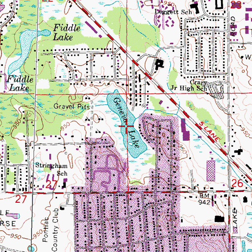 Topographic Map of Geneva Lake, MI