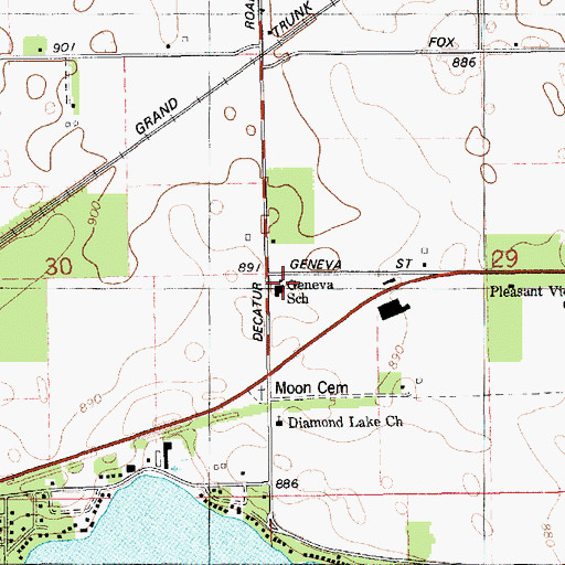 Topographic Map of Geneva School, MI