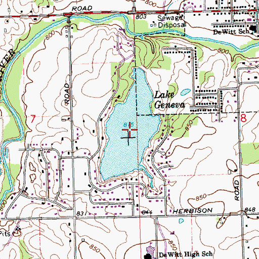 Topographic Map of Lake Geneva, MI