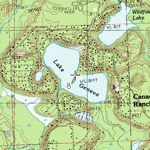 Topographic Map of Lake Geneva, MI