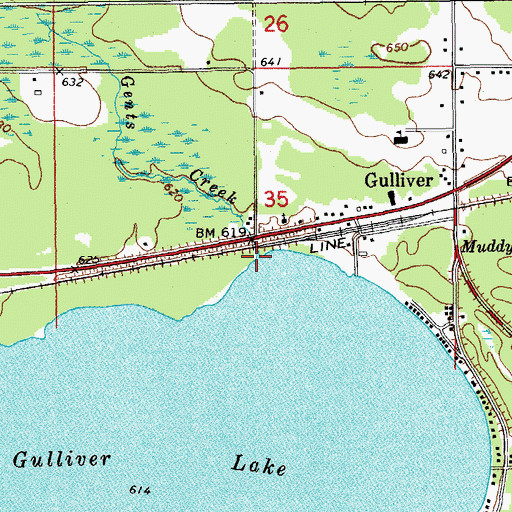 Topographic Map of Gents Creek, MI