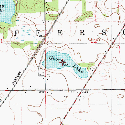 Topographic Map of George Lake, MI