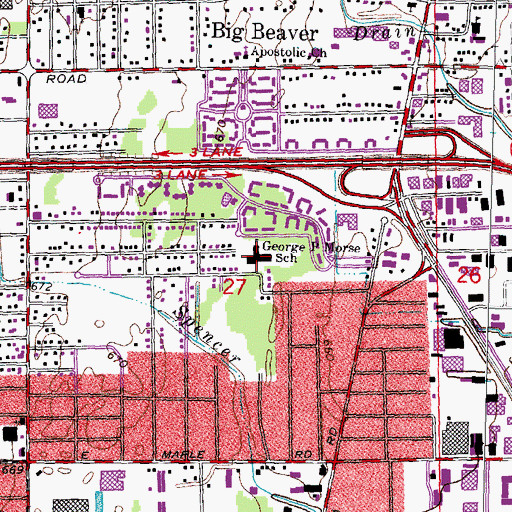 Topographic Map of George P Morse School, MI