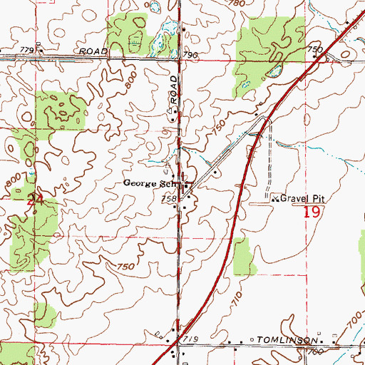 Topographic Map of George School, MI