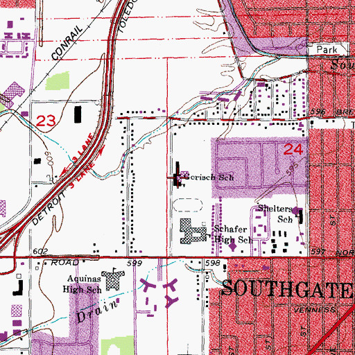 Topographic Map of Gerisch School, MI