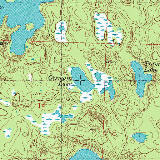 Topographic Map of Germain Lake, MI