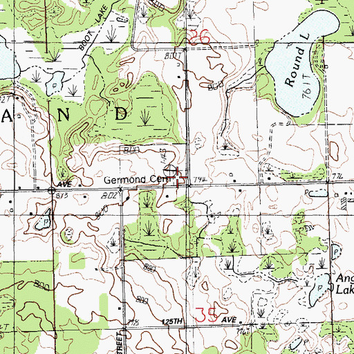 Topographic Map of Germond Cemetery, MI