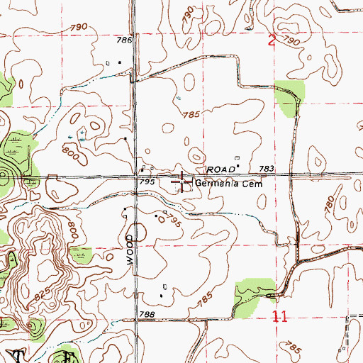 Topographic Map of Germania Cemetery, MI