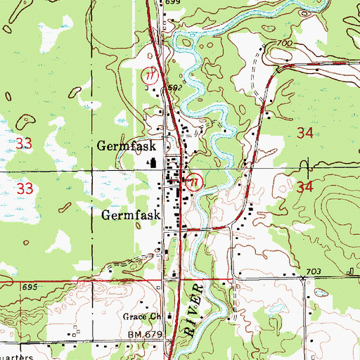 Topographic Map of Germfask, MI