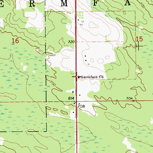 Topographic Map of Germfask Church, MI