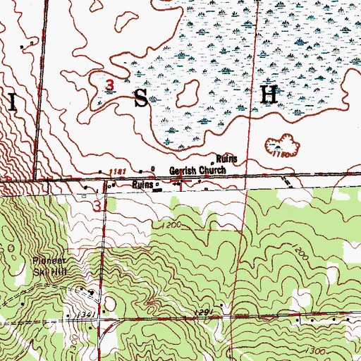 Topographic Map of Gerrish Church, MI