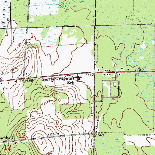 Topographic Map of Gerrish Higgins School, MI