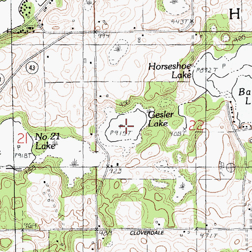 Topographic Map of Gesler Lake, MI