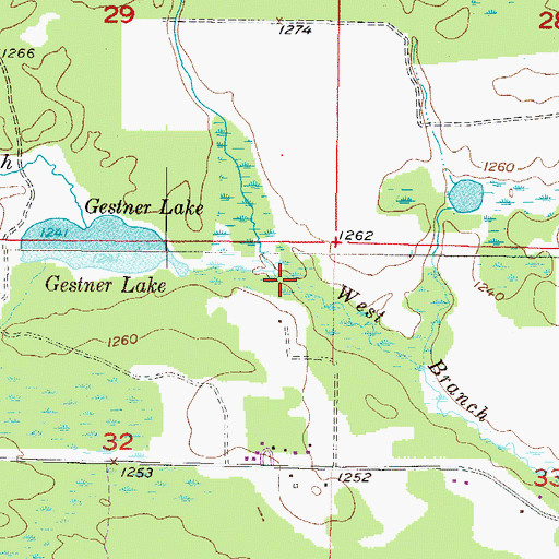 Topographic Map of Gestner Branch, MI