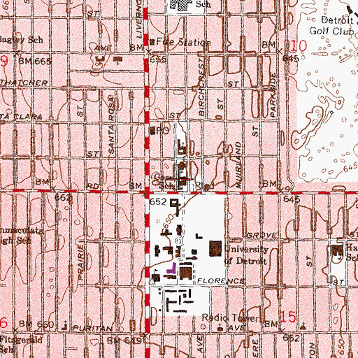 Topographic Map of Gesu School, MI