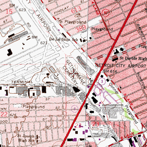 Topographic Map of Gethsemane Cemetery, MI