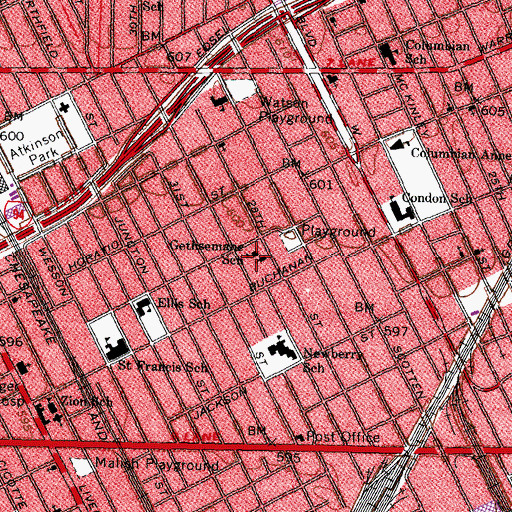 Topographic Map of Gethsemane School, MI