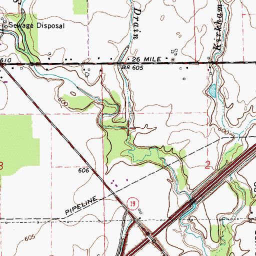 Topographic Map of Gibbons Drain, MI