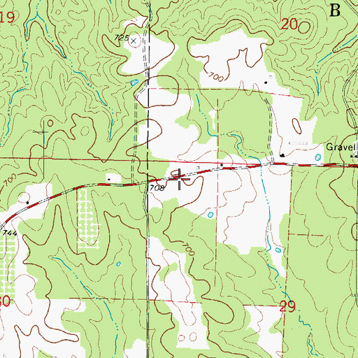 Topographic Map of Shaws Store (historical), AR