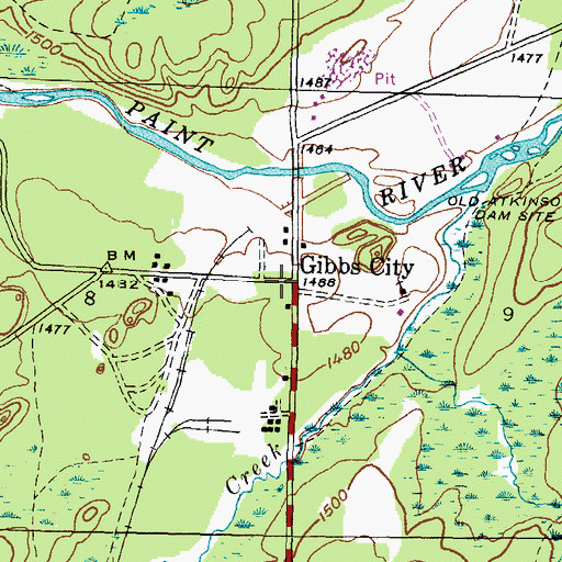 Topographic Map of Gibbs City, MI