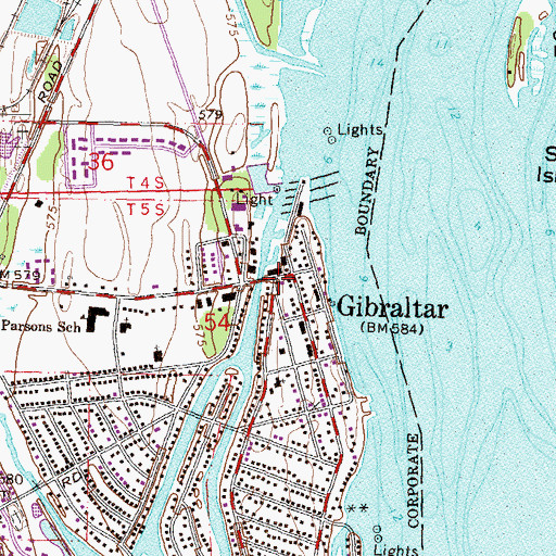 Topographic Map of Gibraltar, MI