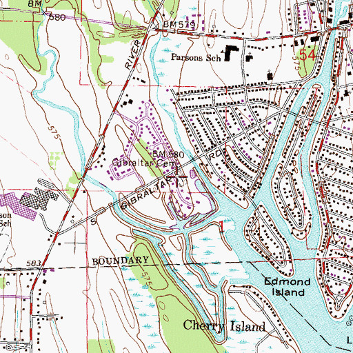 Topographic Map of Gibraltar Cemetery, MI