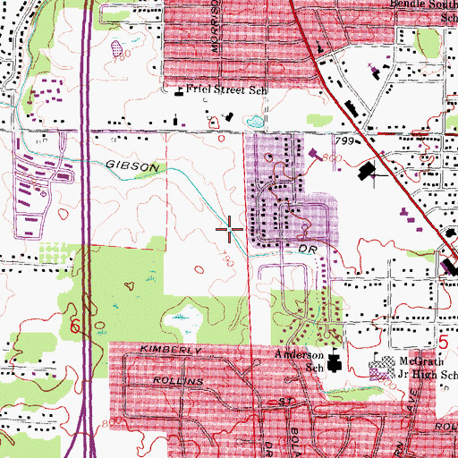 Topographic Map of Gibson Drain, MI