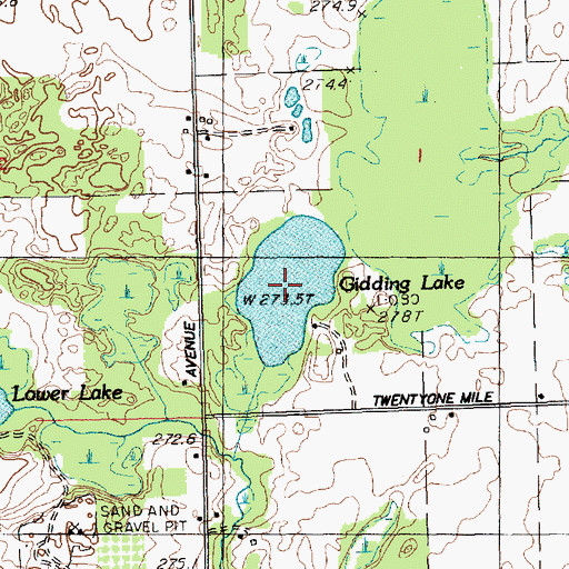 Topographic Map of Gidding Lake, MI