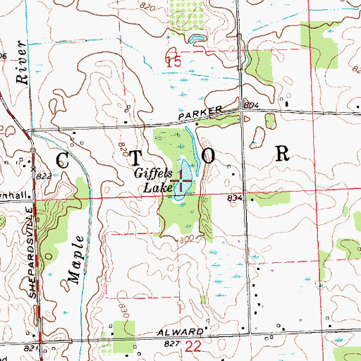 Topographic Map of Giffels Lake, MI