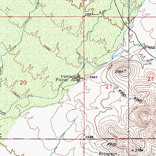 Topographic Map of Ironwood Picnic Area, AZ