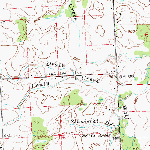 Topographic Map of Gilbert Drain, MI