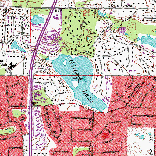 Topographic Map of Gilbert Lake, MI