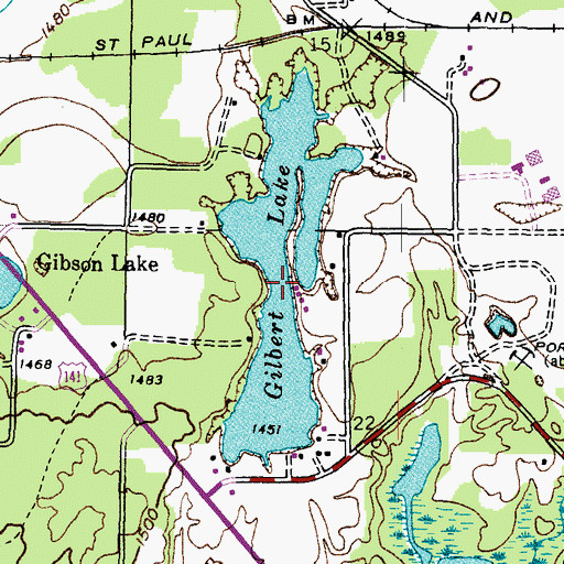 Topographic Map of Gilbert Lake, MI
