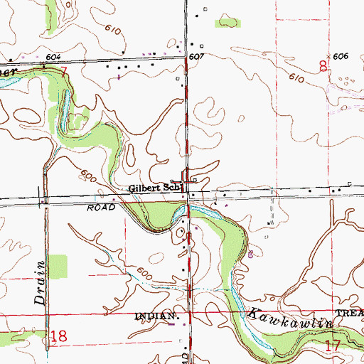 Topographic Map of Gilbert School, MI