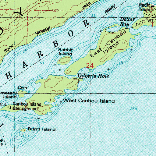 Topographic Map of Gilberts Hole, MI